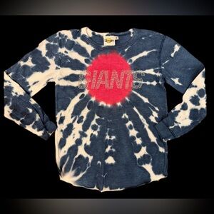 Girls Lemon Giants Tie Dye Thermal Top Rhinestone Logo Blue Pink Size 8